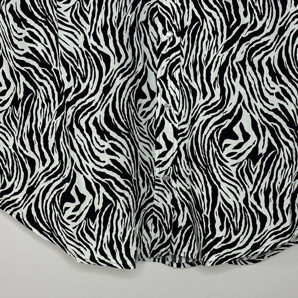 Sandrine Rose Zebra Print Desir Button Up S/S Pearl Snap Shirt Women's Large NWT - Picture 6 of 11